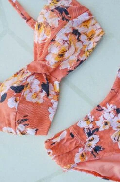 Goddess Of Nature Jacinta D DD Cup Underwire Floral Bikini - Final Sale -Bikini Confidence NG2262GNO Jacinta bikini swimsuit goddess of nature orange nip tuck swim tummy control womens swimwear flatlay 1