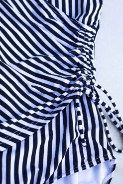 Black Xylophone Stripe Amanda One Piece Swimsuit - Final Sale -Bikini Confidence NN1018XSK Amanda onepiece swimsuit xylophone stripe black nip tuck swim tummy control womens swimwear flatlay 2