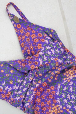 Garden Party Louise Floral One Piece Swimsuit - Final Sale -Bikini Confidence NN1150GPV Louise onepiece swimsuit garden party violet nip tuck swim tummy control womens swimwear flatlay