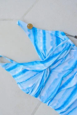 Blue Line Dyed Louise Tankini - Final Sale -Bikini Confidence NN2182LYB Louise tankini swimsuit line dyed blue nip tuck swim tummy control womens swimwear flatlay 1