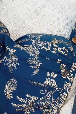 Navy Foil Kashmir Joanne Tankini - Final Sale -Bikini Confidence NN2902FKN JOANNE TANKINI FOILKASHMIR Nip Tuck Swim Tummy Control Powermesh 221073 NipTuck flatlay