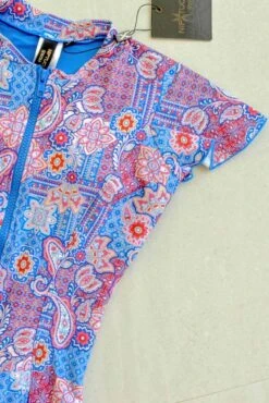 Paisley Bandana Geneva Sun Protection One Piece Swimsuit - Final Sale -Bikini Confidence NN5284PBB Geneva onepiece sunsuit paisley bandana blue nip tuck swim tummy control womens swimwear flatlay 1