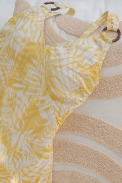 Venetian Palms Jean One Piece Swimsuit - Final Sale -Bikini Confidence NO1061VEY Jean onepiece swimsuit venetian palms yellow nip tuck swim tummy control womens swimwear flatlay 1