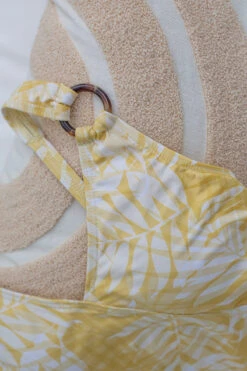 Venetian Palms Jean One Piece Swimsuit - Final Sale -Bikini Confidence NO1061VEY Jean onepiece swimsuit venetian palms yellow nip tuck swim tummy control womens swimwear flatlay 2