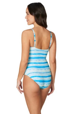 Blue Line Dyed Edith One Piece Swimsuit - Final Sale -Bikini Confidence S102 NN1052LYB EdithOnePiece LineDyed 22458 Bond Eye NipTuck 1161