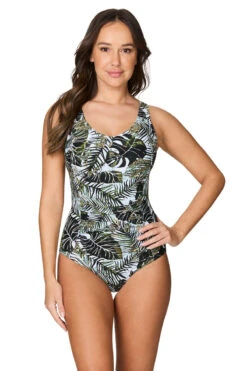 Desert Palm Foil Evelyn E / F Cup Underwire One Piece Swimsuit - Final Sale