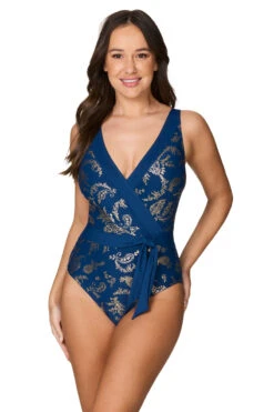 Navy Foil Kashmir Esther One Piece Swimsuit - Final Sale