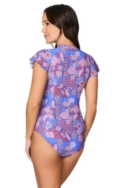 Paisley Bandana Geneva Sun Protection One Piece Swimsuit - Final Sale -Bikini Confidence S40 NN5284PBB GENEVA ONEPIECESUNSUIT PAISLEYBANDANA Nip Tuck Swim Tummy Control Powermesh 221073 Bond Eye NipTuck 0517