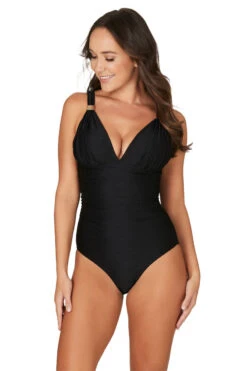Black Gamma Texture Dulcie One Piece Swimsuit