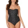 Leopard Foil Colette Bandeau One Piece Swimsuit -Bikini Confidence S56 NG1164LFK one piece colette swimsuit tummy control powermesh mom suit foil black sliver animal leopard 21466 NipTuckSwim 1171