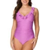 Fuchsia Omega Texture Eva Frill One Piece Swimsuit - Final Sale -Bikini Confidence S62 NN1068YOF EVA ONEPIECE OMEGATEXTURE FUSCHIA Nip Tuck Swim Tummy Control Powermesh 221073 Bond Eye NipTuck 0765