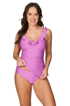 Fuchsia Omega Texture Eva Frill Tankini - Final Sale